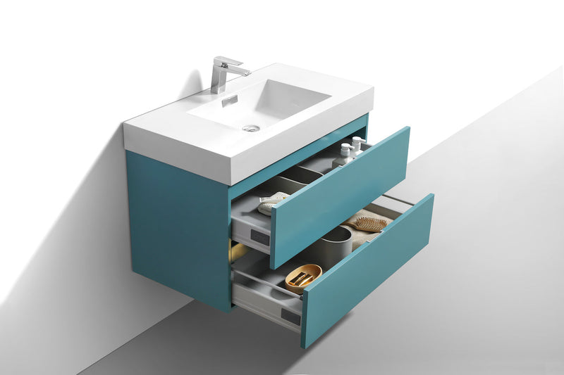 Kube Bath Bliss 36" Teal Green Wall Mount Modern Bathroom Vanity - BSL36-TG