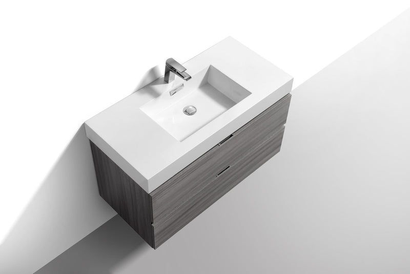 Kube Bath Bliss 36" Vulcan Ash Grey Wall Mount Modern Bathroom Vanity - BSL36-VAG