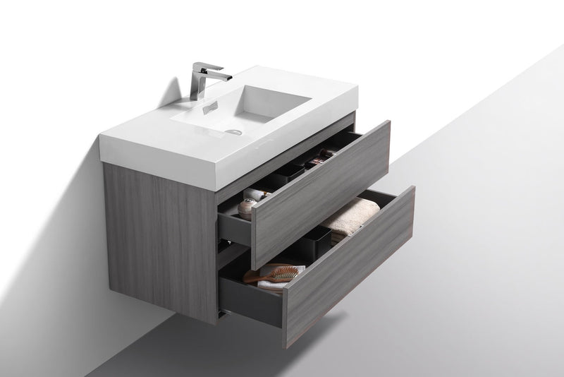 Kube Bath Bliss 36" Vulcan Ash Grey Wall Mount Modern Bathroom Vanity - BSL36-VAG