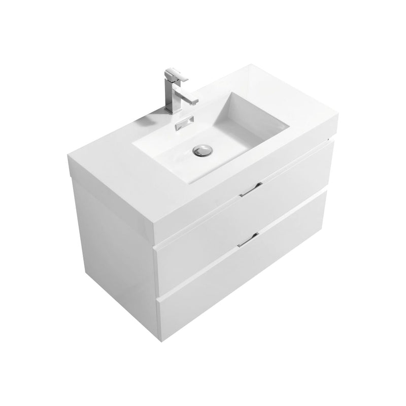 Kube Bath Bliss 36" High Gloss White Wall Mount Modern Bathroom Vanity - BSL36-GW