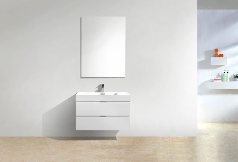 Kube Bath Bliss 36" High Gloss White Wall Mount Modern Bathroom Vanity - BSL36-GW