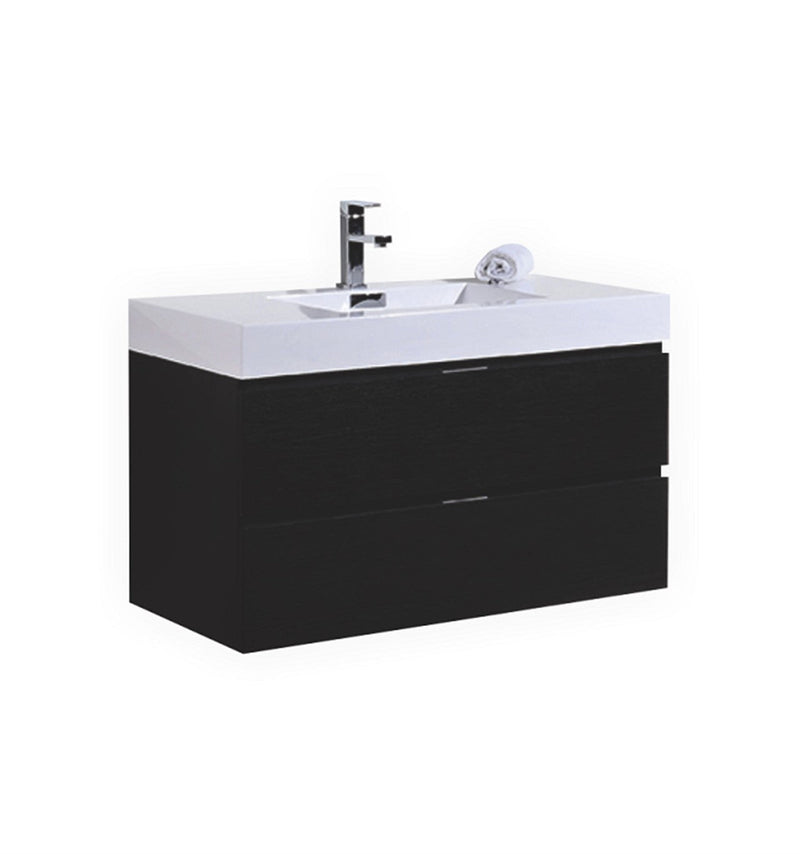 Kube Bath Bliss 40" Black Wall Mount Modern Bathroom Vanity - BSL40-BK