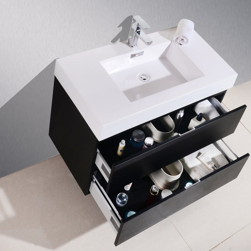 Kube Bath Bliss 40" Black Wall Mount Modern Bathroom Vanity - BSL40-BK