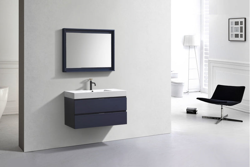 Kube Bath Bliss 40" Blue Wall Mount Modern Bathroom Vanity - BSL40-BLUE