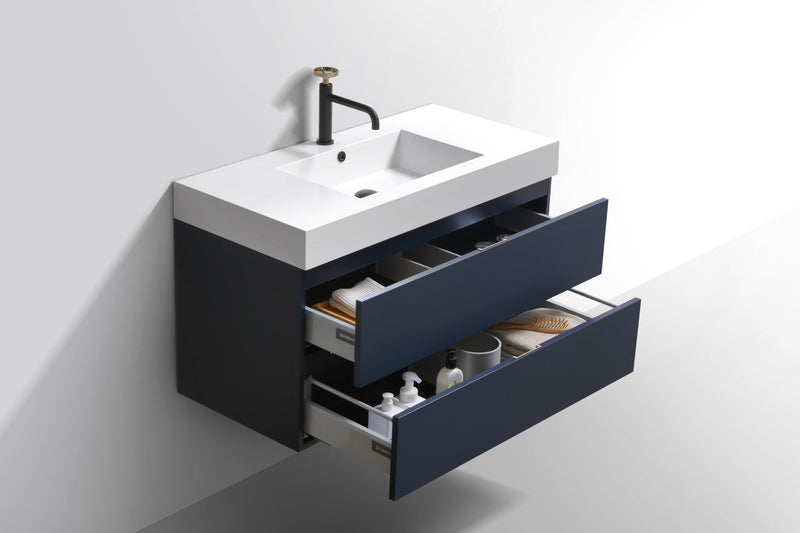 Kube Bath Bliss 40" Blue Wall Mount Modern Bathroom Vanity - BSL40-BLUE