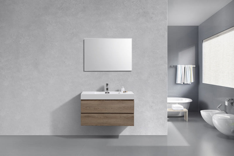 Kube Bath Bliss 40" Butternut Wall Mount Modern Bathroom Vanity - BSL40-BTN
