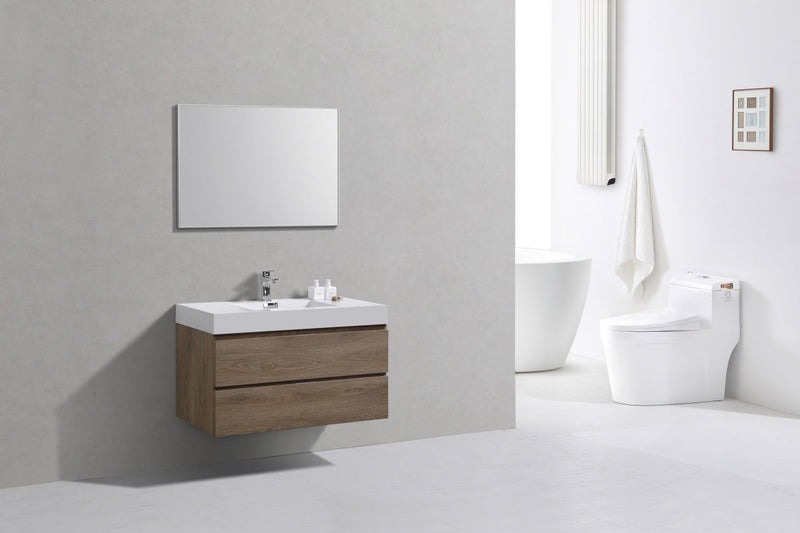 Kube Bath Bliss 40" Butternut Wall Mount Modern Bathroom Vanity - BSL40-BTN