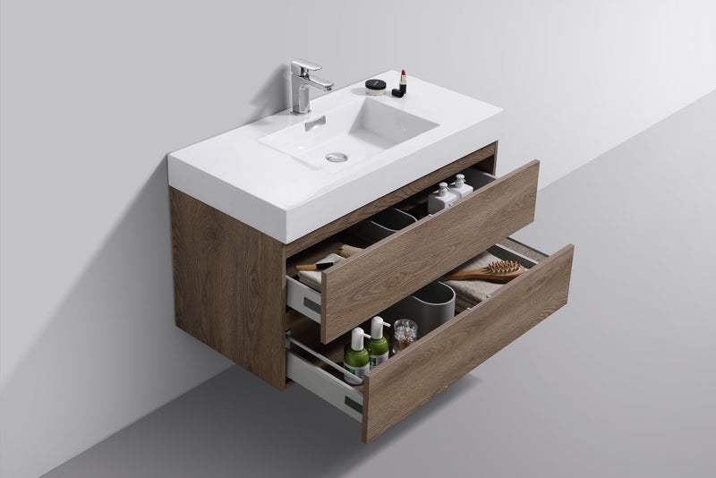 Kube Bath Bliss 40" Butternut Wall Mount Modern Bathroom Vanity - BSL40-BTN
