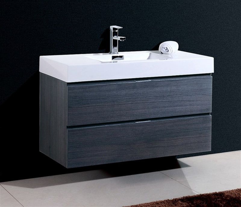 Kube Bath Bliss 40" Gray Oak Wall Mount Modern Bathroom Vanity - BSL40-GO
