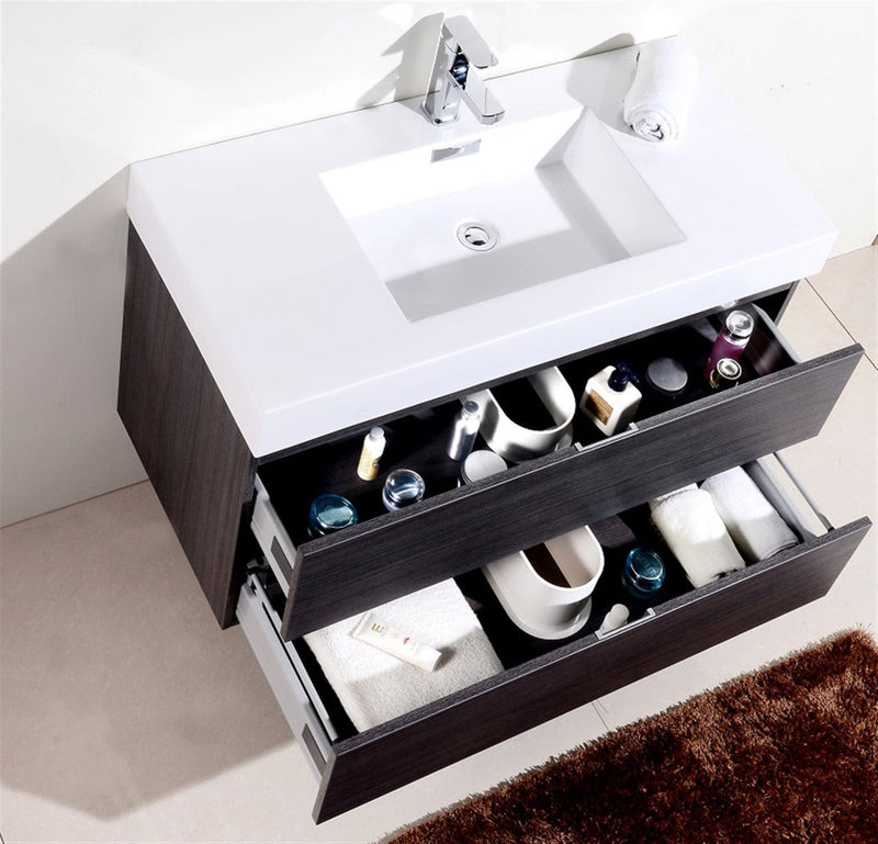 Kube Bath Bliss 40" Gray Oak Wall Mount Modern Bathroom Vanity - BSL40-GO