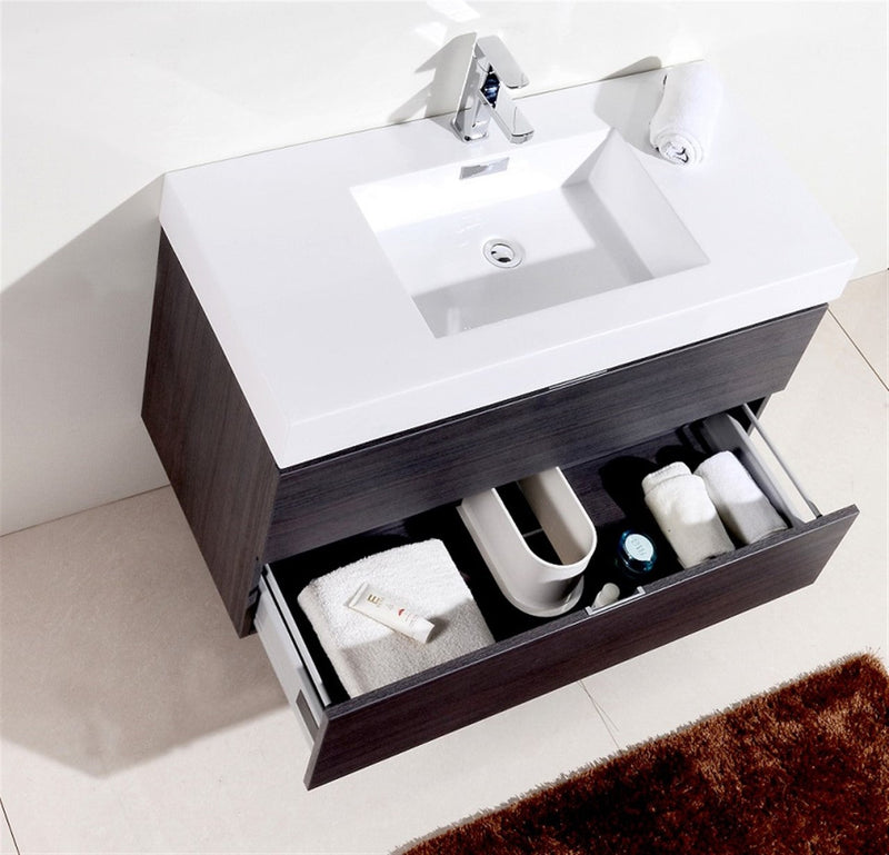 Kube Bath Bliss 40" Gray Oak Wall Mount Modern Bathroom Vanity - BSL40-GO
