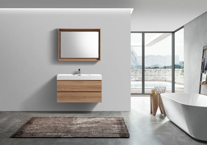Kube Bath Bliss 40" Honey Oak Wall Mount Modern Bathroom Vanity - BSL40-HO