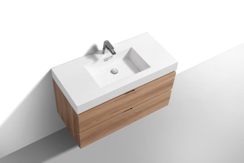 Kube Bath Bliss 40" Honey Oak Wall Mount Modern Bathroom Vanity - BSL40-HO
