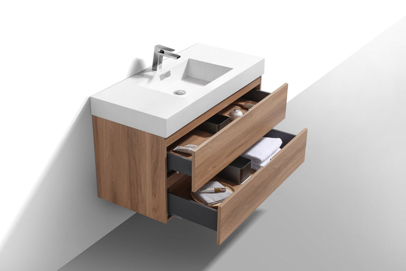 Kube Bath Bliss 40" Honey Oak Wall Mount Modern Bathroom Vanity - BSL40-HO
