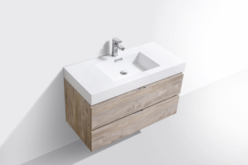 Kube Bath Bliss 40" Nature Wood Wall Mount Modern Bathroom Vanity - BSL40-NW