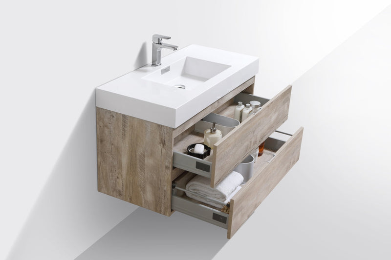 Kube Bath Bliss 40" Nature Wood Wall Mount Modern Bathroom Vanity - BSL40-NW