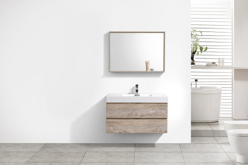 Kube Bath Bliss 40" Nature Wood Wall Mount Modern Bathroom Vanity - BSL40-NW