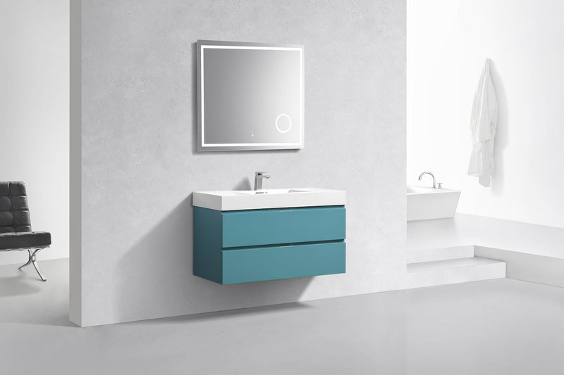 Kube Bath Bliss 40" Teal Green Wall Mount Modern Bathroom Vanity - BSL40-TG