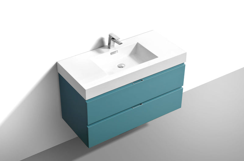 Kube Bath Bliss 40" Teal Green Wall Mount Modern Bathroom Vanity - BSL40-TG