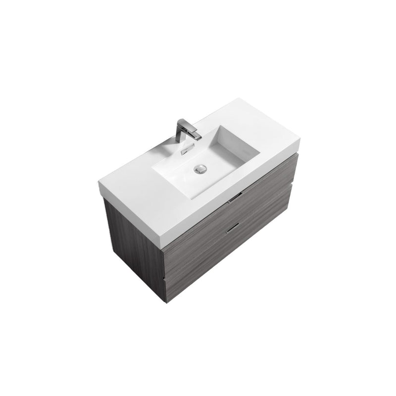 Kube Bath Bliss 40" Vulcan Ash Grey Wall Mount Modern Bathroom Vanity - BSL40-VAG
