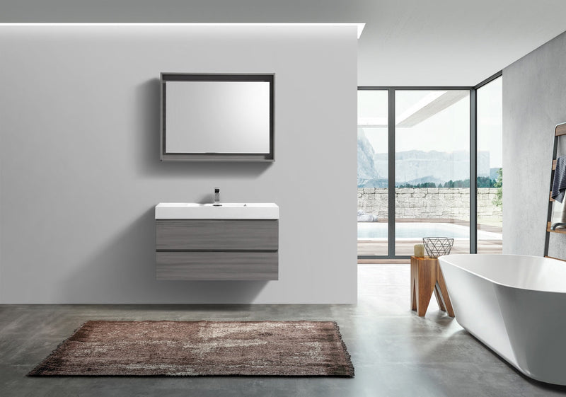 Kube Bath Bliss 40" Vulcan Ash Grey Wall Mount Modern Bathroom Vanity - BSL40-VAG