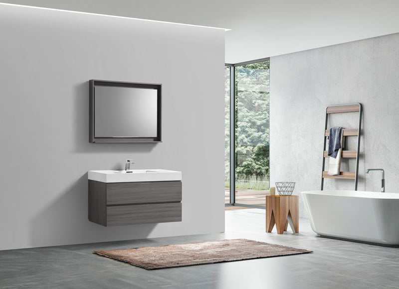 Kube Bath Bliss 40" Vulcan Ash Grey Wall Mount Modern Bathroom Vanity - BSL40-VAG