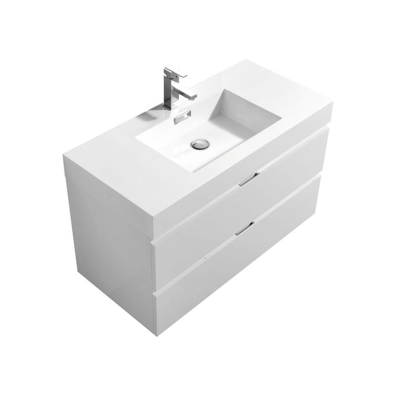 Kube Bath Bliss 40" High Gloss White Wall Mount Modern Bathroom Vanity - BSL40-GW