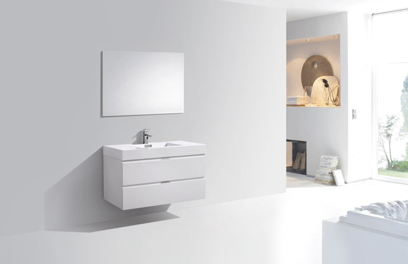 Kube Bath Bliss 40" High Gloss White Wall Mount Modern Bathroom Vanity - BSL40-GW