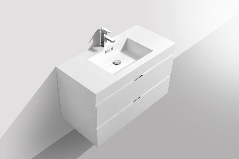 Kube Bath Bliss 40" High Gloss White Wall Mount Modern Bathroom Vanity - BSL40-GW