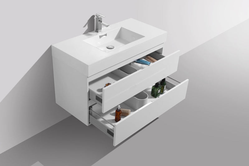 Kube Bath Bliss 40" High Gloss White Wall Mount Modern Bathroom Vanity - BSL40-GW