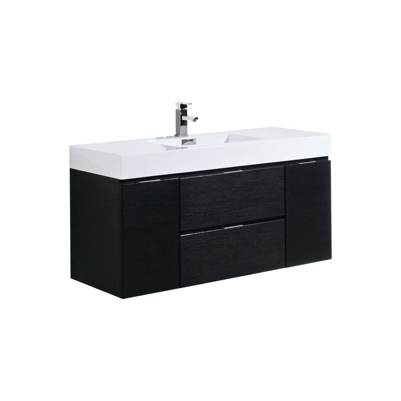 Kube Bath Bliss 48" Black Wall Mount Modern Bathroom Vanity - BSL48-BK
