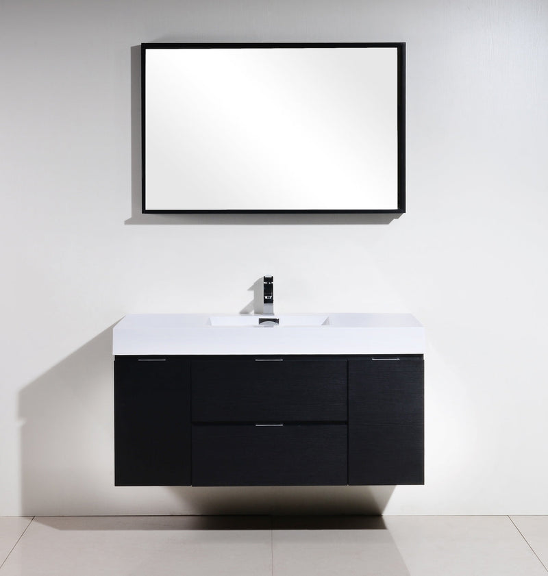 Kube Bath Bliss 48" Black Wall Mount Modern Bathroom Vanity - BSL48-BK