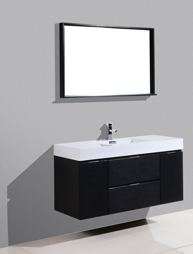 Kube Bath Bliss 48" Black Wall Mount Modern Bathroom Vanity - BSL48-BK