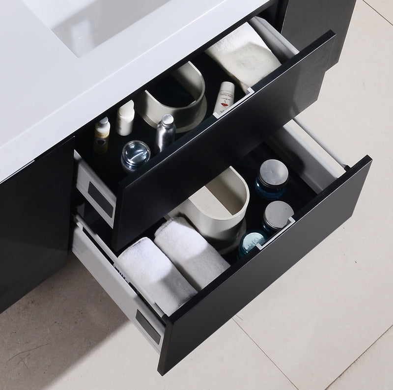 Kube Bath Bliss 48" Black Wall Mount Modern Bathroom Vanity - BSL48-BK