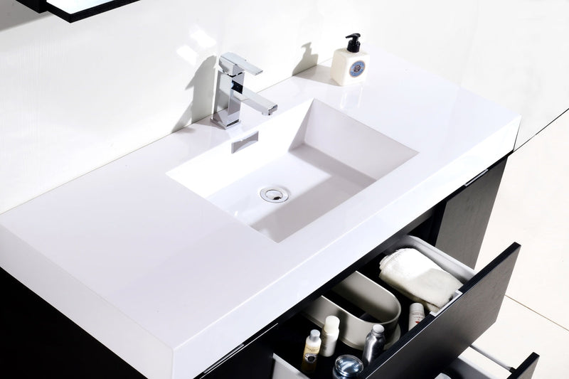 Kube Bath Bliss 48" Black Wall Mount Modern Bathroom Vanity - BSL48-BK