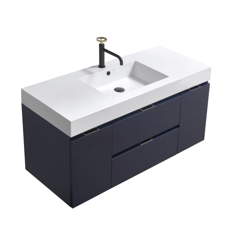Kube Bath Bliss 48" Blue Wall Mount Modern Bathroom Vanity - BSL48-BLUE