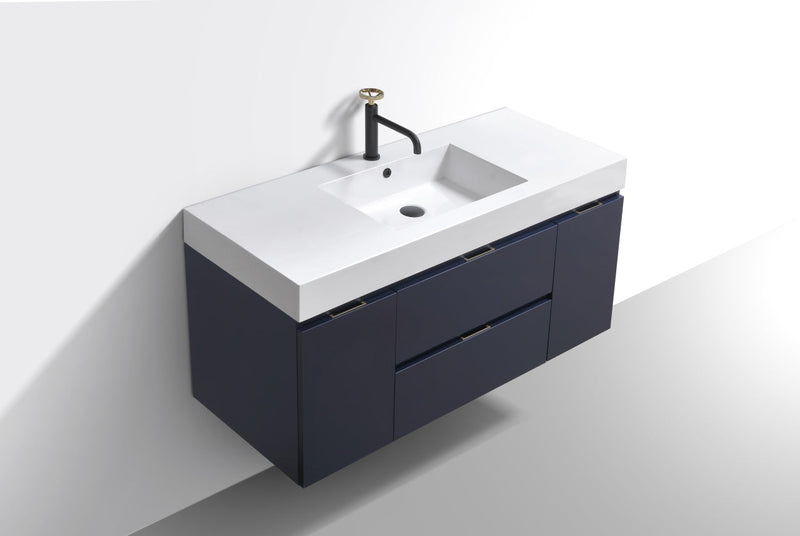 Kube Bath Bliss 48" Blue Wall Mount Modern Bathroom Vanity - BSL48-BLUE