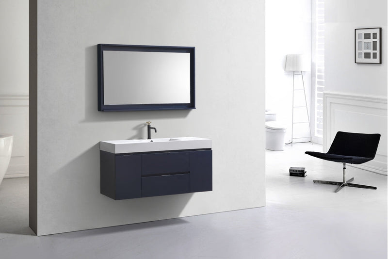 Kube Bath Bliss 48" Blue Wall Mount Modern Bathroom Vanity - BSL48-BLUE