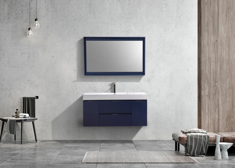 Kube Bath Bliss 48" Blue Wall Mount Modern Bathroom Vanity - BSL48-BLUE