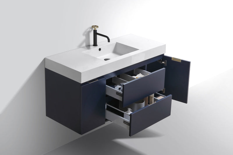 Kube Bath Bliss 48" Blue Wall Mount Modern Bathroom Vanity - BSL48-BLUE