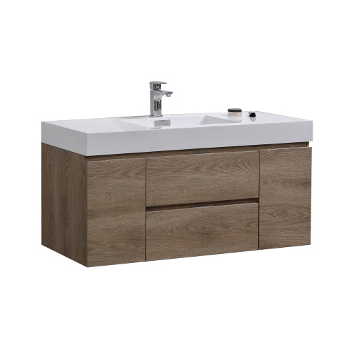 Kube Bath Bliss 48" Butternut Wall Mount Modern Bathroom Vanity - BSL48-BTN