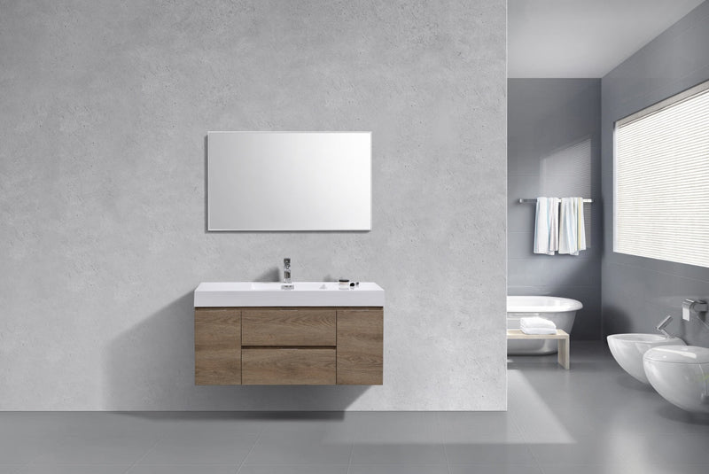 Kube Bath Bliss 48" Butternut Wall Mount Modern Bathroom Vanity - BSL48-BTN