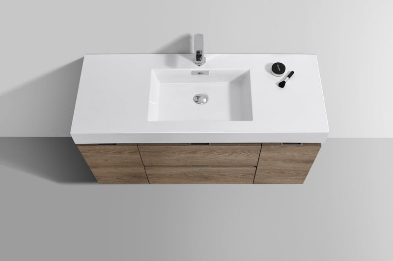 Kube Bath Bliss 48" Butternut Wall Mount Modern Bathroom Vanity - BSL48-BTN