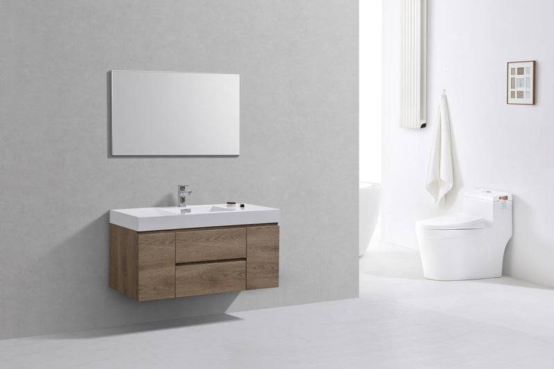Kube Bath Bliss 48" Butternut Wall Mount Modern Bathroom Vanity - BSL48-BTN