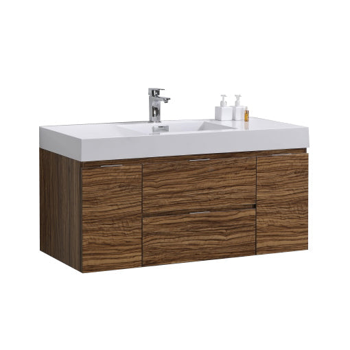 Kube Bath Bliss 48" Chestnut Wall Mount Modern Bathroom Vanity - BSL48-GCN