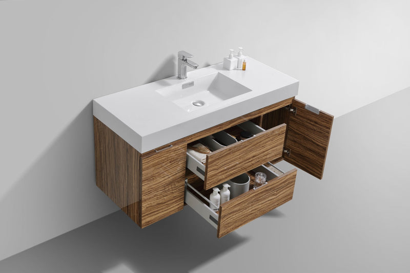 Kube Bath Bliss 48" Chestnut Wall Mount Modern Bathroom Vanity - BSL48-GCN