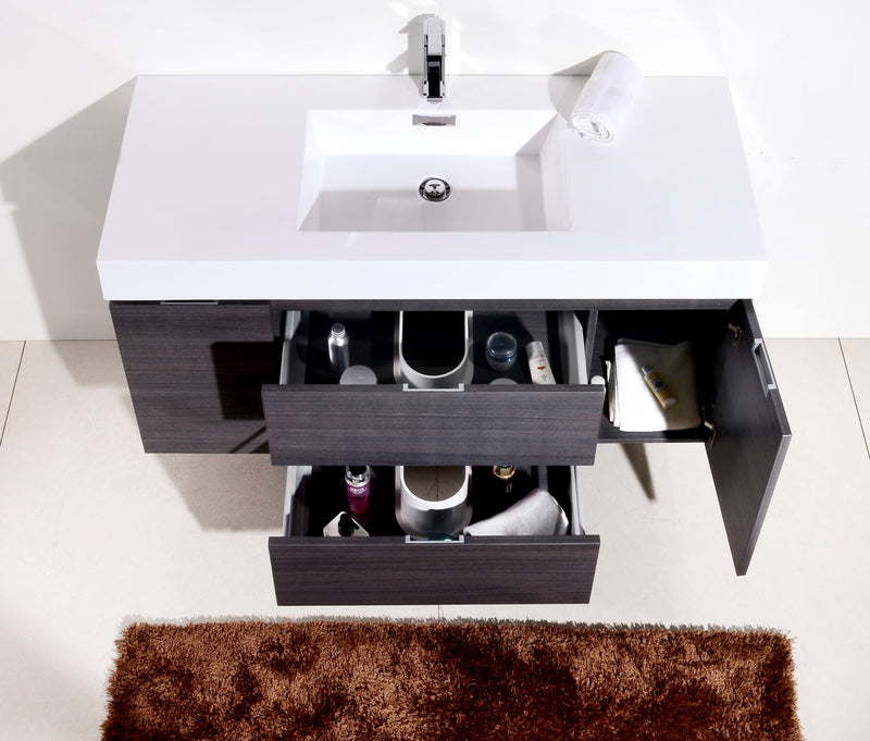 Kube Bath Bliss 48" Gray Oak Wall Mount Modern Bathroom Vanity - BSL48-GO