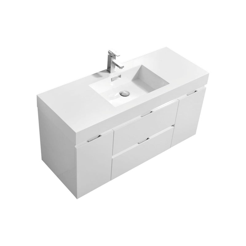 Kube Bath Bliss 48" High Gloss White Wall Mount Modern Bathroom Vanity - BSL48-GW