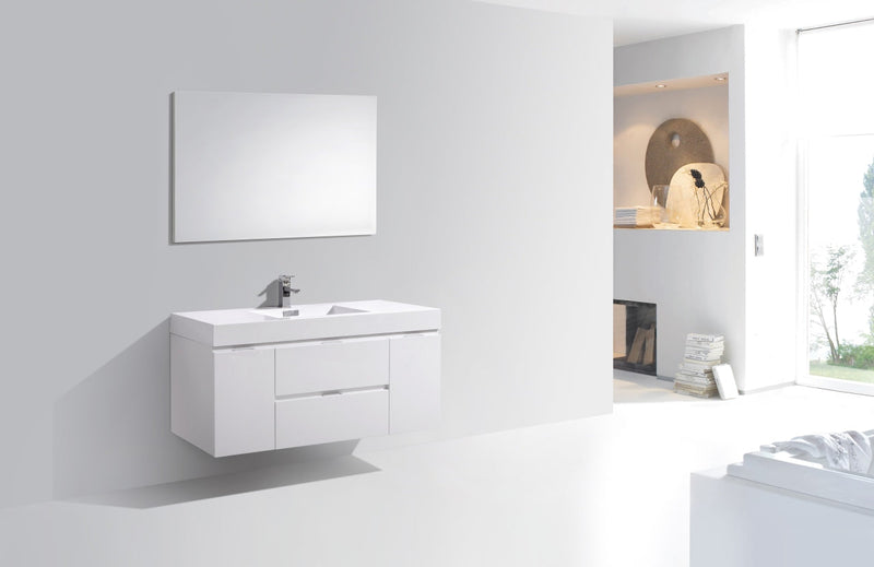 Kube Bath Bliss 48" High Gloss White Wall Mount Modern Bathroom Vanity - BSL48-GW