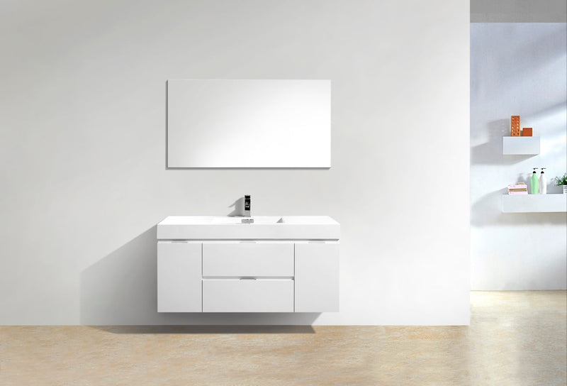 Kube Bath Bliss 48" High Gloss White Wall Mount Modern Bathroom Vanity - BSL48-GW